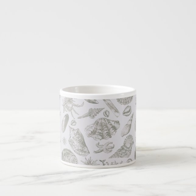 Seashell Soft Antique Art Beach Shells Espresso Cup (Front)