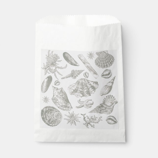 Seashell Soft Antique Art Beach Shells Favour Bags (Front)