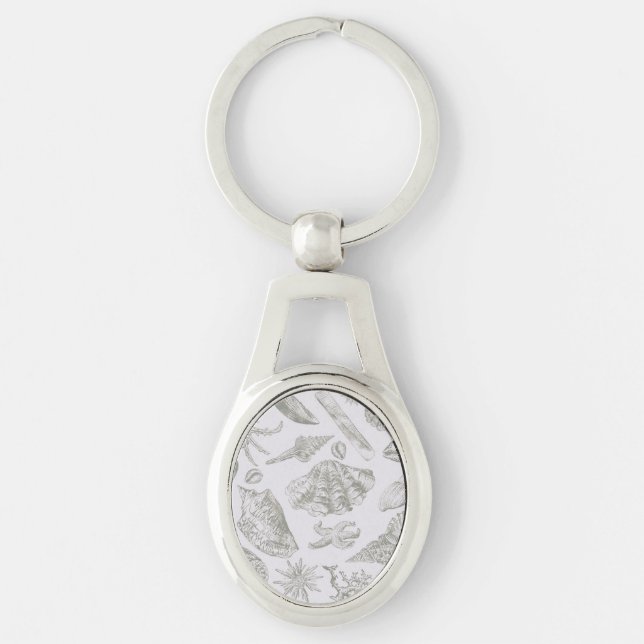 Seashell Soft Antique Art Beach Shells Key Ring (Front)