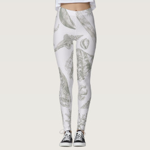 Seashell Soft Antique Art Beach Shells Leggings