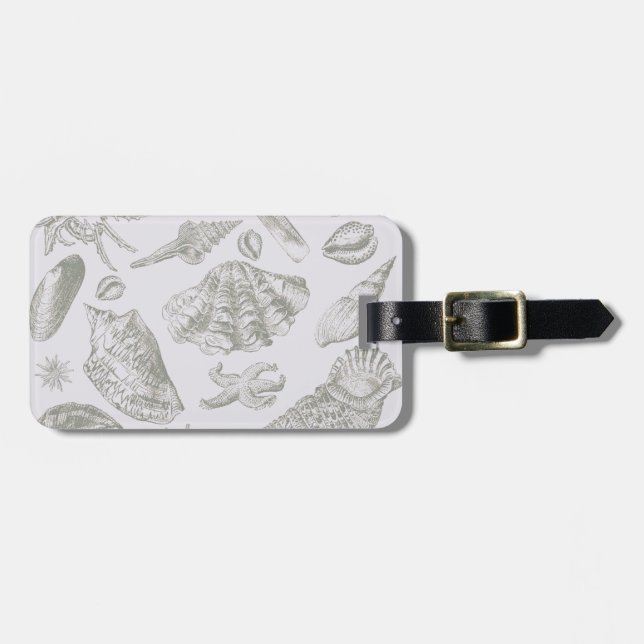 Seashell Soft Antique Art Beach Shells Luggage Tag (Front Horizontal)