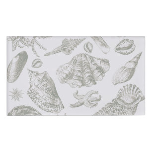 Seashell Soft Antique Art Beach Shells Name Tag