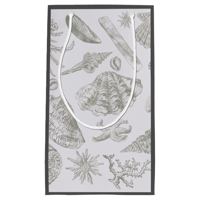 Seashell Soft Antique Art Beach Shells Small Gift Bag (Front)