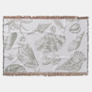 Seashell Soft Antique Art Beach Shells Throw Blanket
