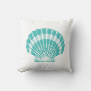 Seashell - soft aqua and white cushion