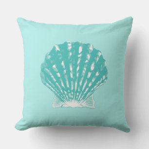Seashell - soft aqua and white cushion