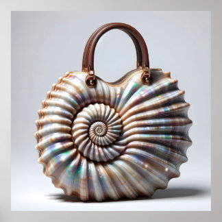 Seashell Spiral Handbag – Nautical Fashion Art Poster