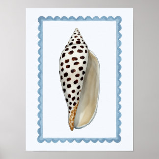 Seashell Stamp Watercolor Beach Art Print