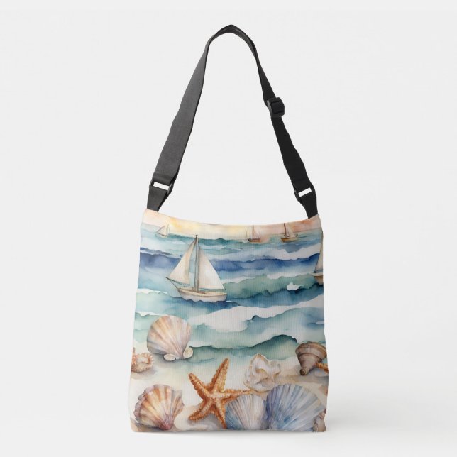 Seashell Starfish Beach Tote Bag (Front)