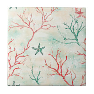 Seashell Starfish Coastal Pattern Tile