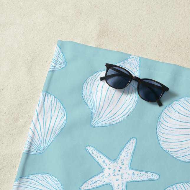 Seashell & Starfish – Coastal Summer Vibes Beach Towel (In Situ)