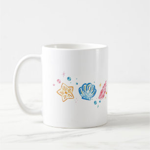 Seashell & Starfish Doodle – Ocean Aesthetic Desig Coffee Mug