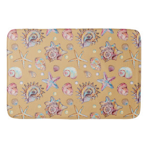 Seashell & Starfish Pattern beach vibes Bath Mat