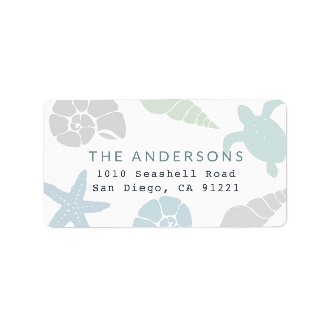 Seashell Starfish Sea Turtle Address Label (Front)