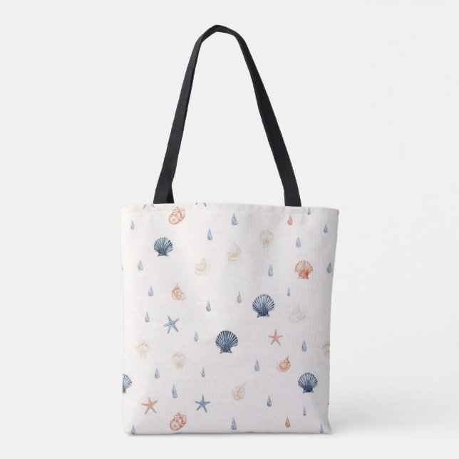 Seashell Starfish Seamless Pattern Tote Bag (Back)