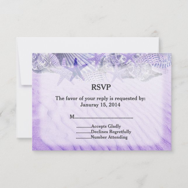 Seashell starfish wedding RSVP seashell1 (Front)