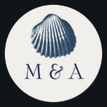 seashell stickers<br><div class="desc">Beach design featuring blue seashell. Matching product also available.</div>