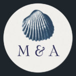 seashell stickers<br><div class="desc">Beach design featuring blue seashell. Matching product also available.</div>