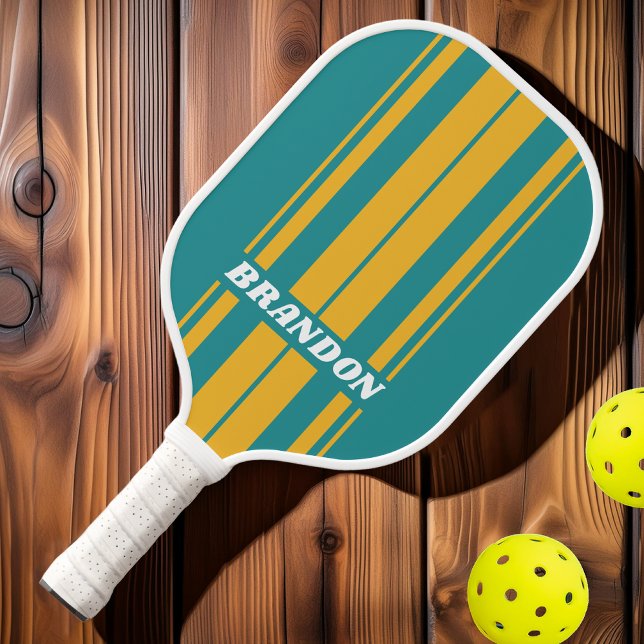 Seashell Sunrise Board Stripes with Name Pickleball Paddle (Creator Uploaded)