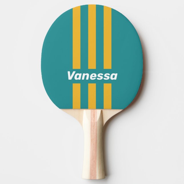 Seashell Sunrise Pin Stripes with Name Ping Pong Paddle (Front)