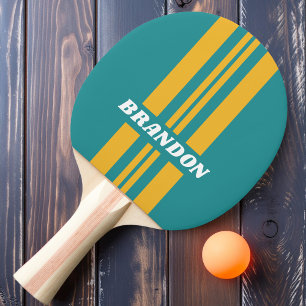 Seashell Sunrise Rally Stripe with Name Ping Pong Paddle