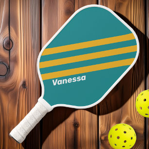 Seashell Sunrise Stripes with Name Pickleball Paddle