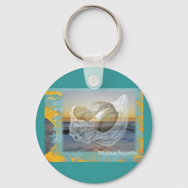 Seashell & Surf - Cape Cod Massachusetts Key Ring (Front)