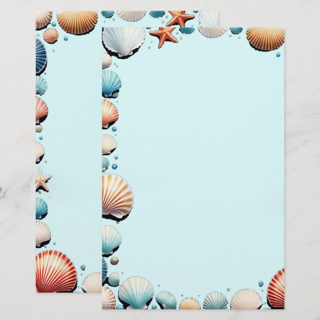 Seashell Symphony Stationery (Front/Back)