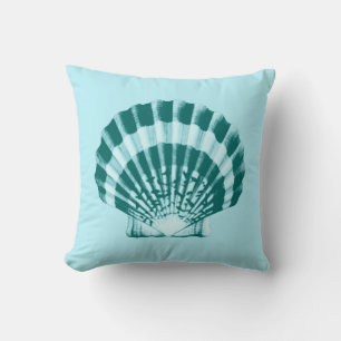 Seashell - Teal blue and aqua Cushion