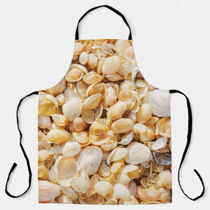 Seashell textured summer beach background. apron