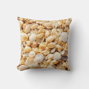 Seashell textured summer beach background. cushion