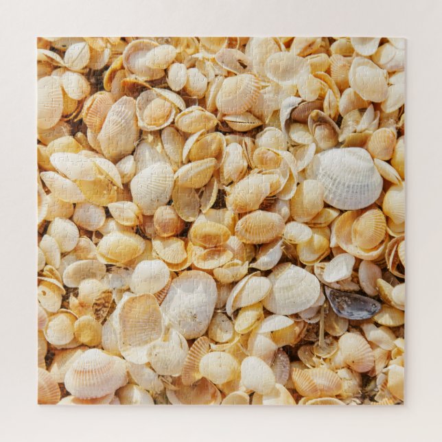 Seashell textured summer beach background. jigsaw puzzle (Vertical)