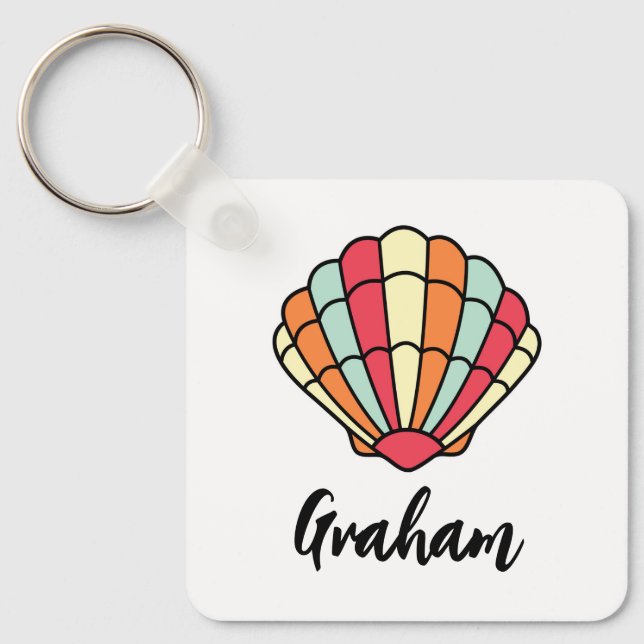 Seashell Themed Key Chain Beach Personalised (Front)