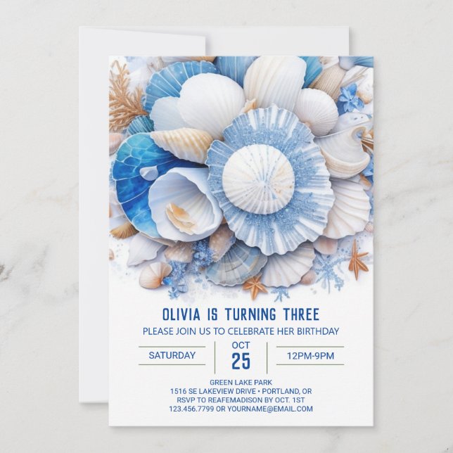 Seashell Treasures Boy Birthday Invitation (Front)