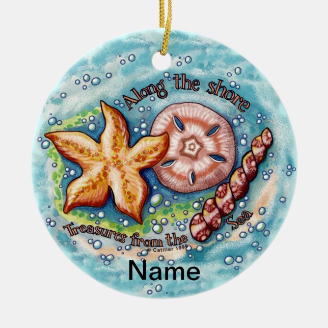 Seashell Treasures  tote bag Ceramic Tree Decoration (Front)