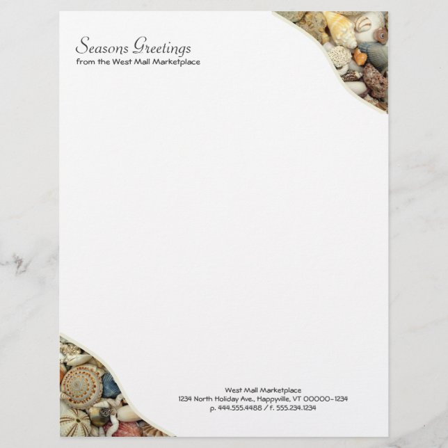 Seashell Tropical Business Blank Custom Letterhead (Front)