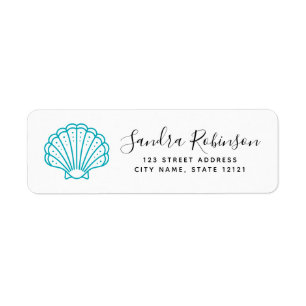 Seashell turquoise aqua beach return address
