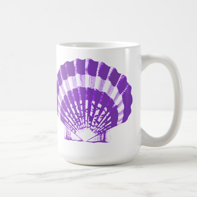 Seashell - violet and white coffee mug (Right)