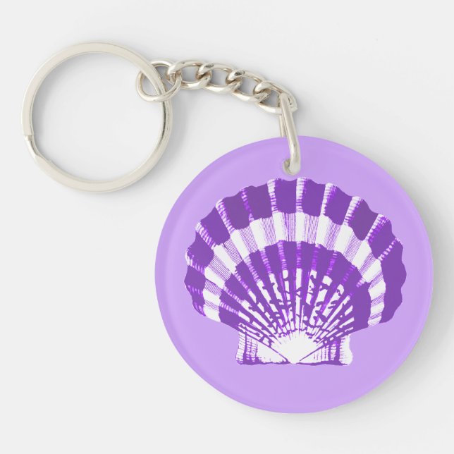 Seashell - violet and white key ring (Front)