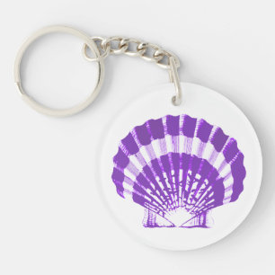 Seashell - violet and white key ring