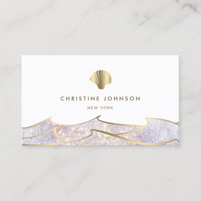 seashell watercolor background business card (Front)