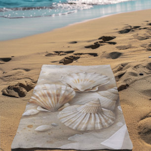 Seashell Watercolor Coastal Beach Towel