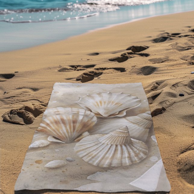 Seashell Watercolor Coastal  Beach Towel (Creator Uploaded)