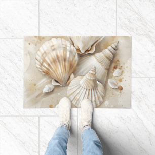 Seashell Watercolor Coastal Doormat
