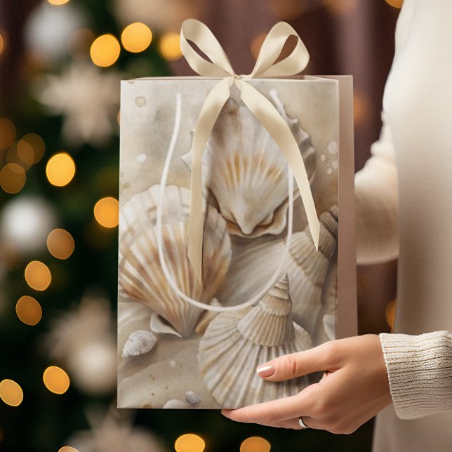 Seashell Watercolor Coastal  Medium Gift Bag (Creator Uploaded)
