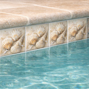 Seashell Watercolor Coastal Tile