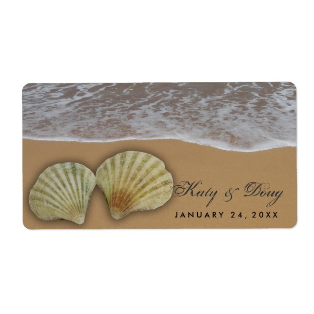 Seashell wedding labels with beach and sand (Front)