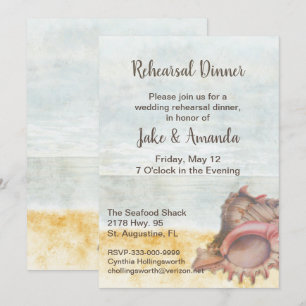 Seashell Wedding Rehearsal Dinner Invitation