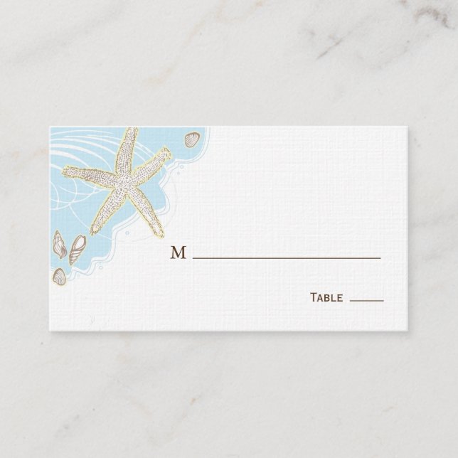 Seashell Wedding Table Place/Seating Card (Front)