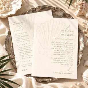 Seashell Wedding Welcome Letter Itinerary Card